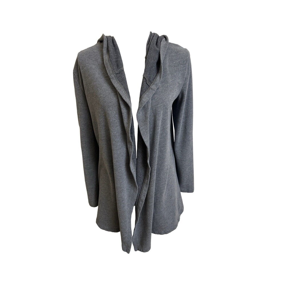 Ann Taylor Loft Lounge Women's S Gray Hooded Open Front Cardigan Soft Brushed
